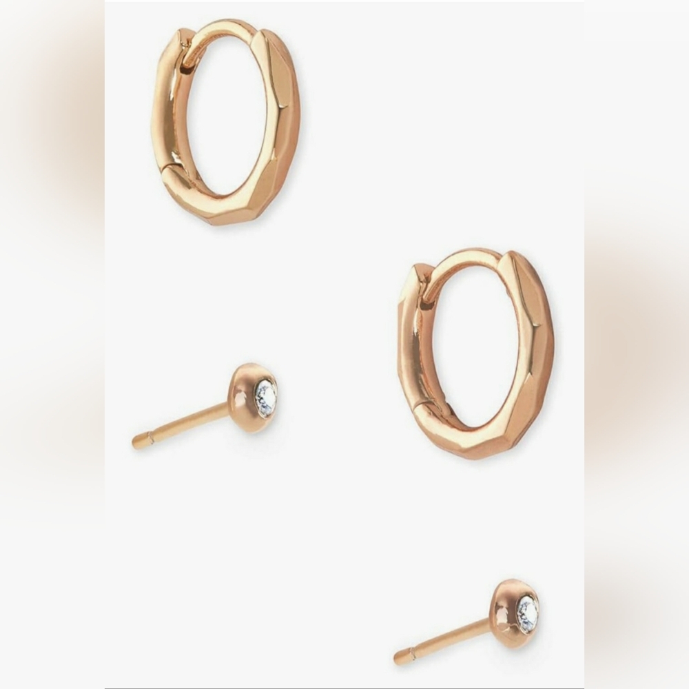 Kendra Scott Addison Rose Gold Huggie and Stud Earrings Set
